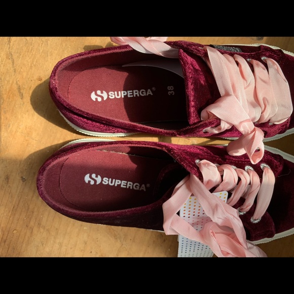 Superga Fantasia Collection Velvet Sneakers  7.5W, 6M, 38. NIB Burgundy/Pink - Picture 5 of 14
